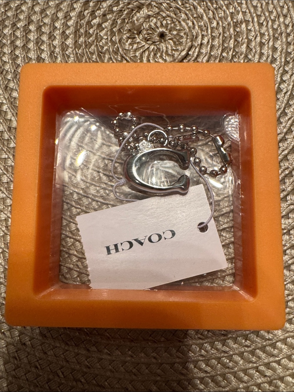 Coach Silver 'C' Charm Keychain with Tag